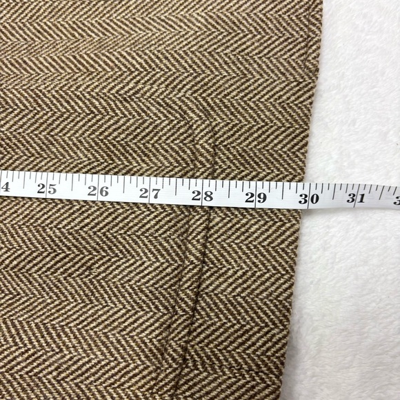 Lauren Ralph Lauren Brown Herringbone Wool Blazer Suede Elbow Patches Size 12 - Picture 9 of 15
